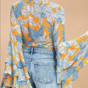 Lulus Floral Shirt with Flair Sleeves